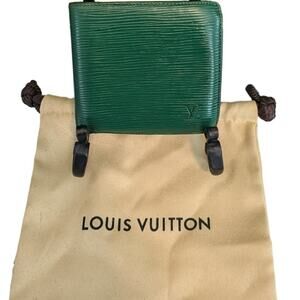 Vintage Louis Vuitton Epi Green Leather Wallet with LV Dust Cover 200691